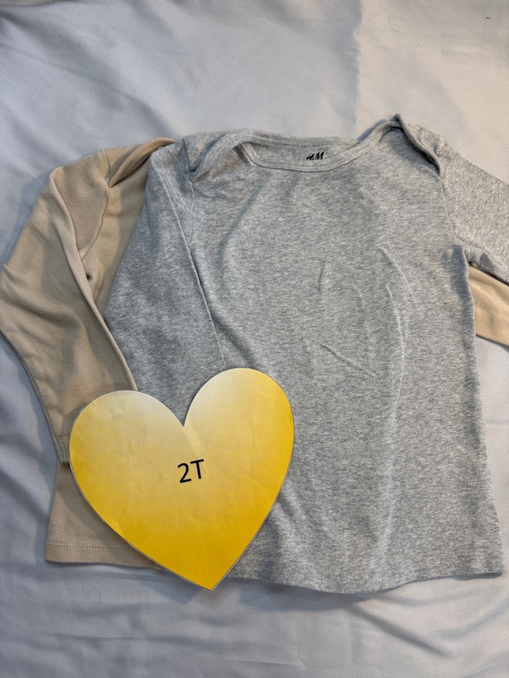 H&M - Set of 2 organic cotton Kids Long Sleeve Tees - Gray and Cream/Tan